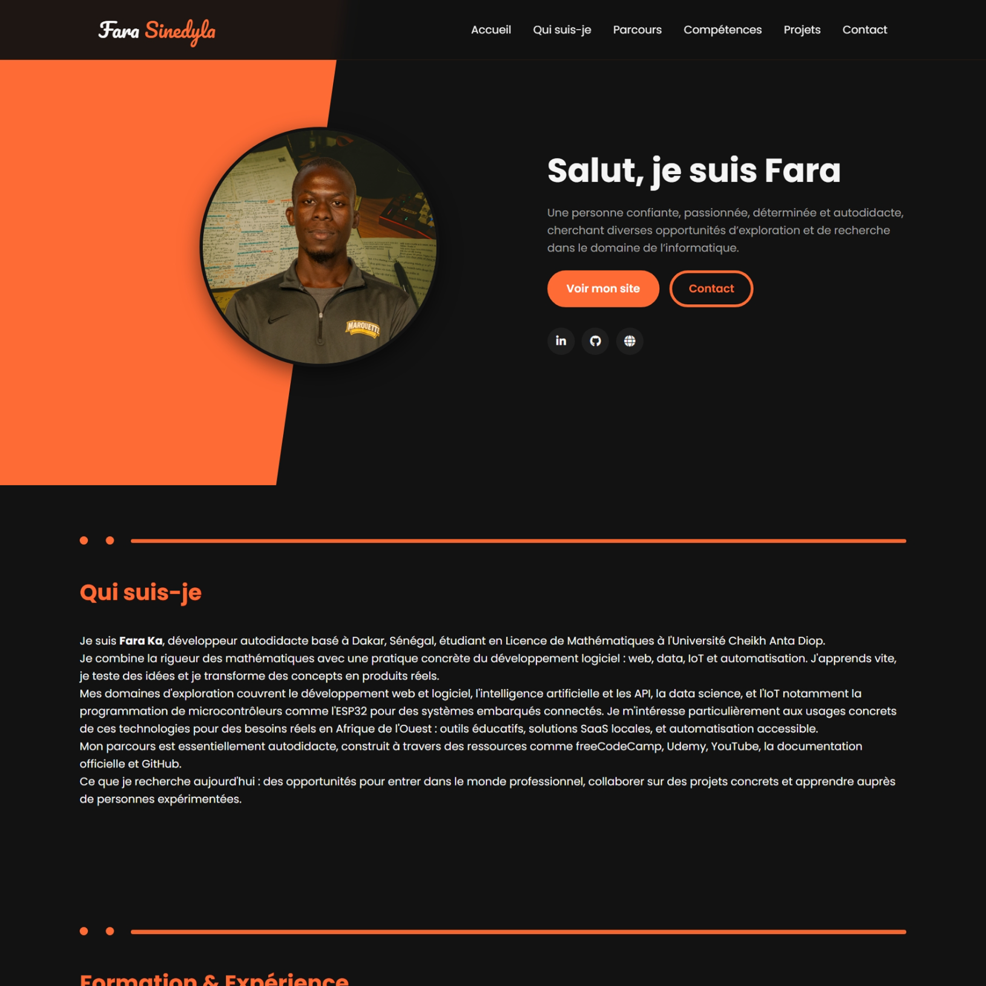 Aperçu du portfolio personnel